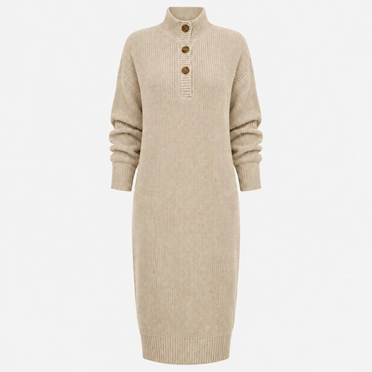 Button Collar Knit Dress WHD0606547