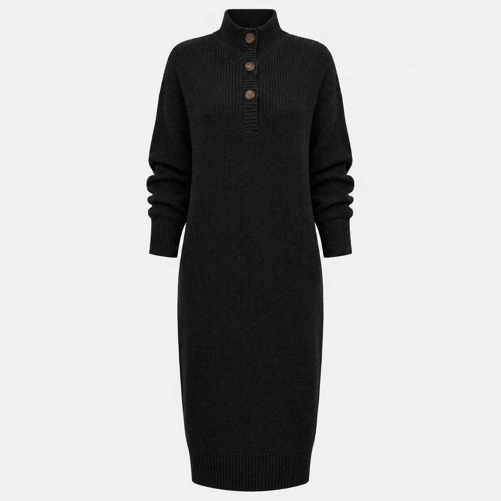 Button Collar Knit Dress WHD0606547