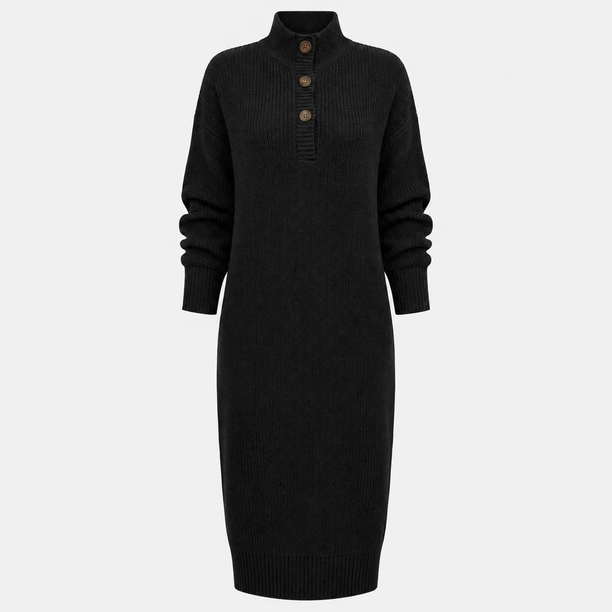 Button Collar Knit Dress WHD0606547
