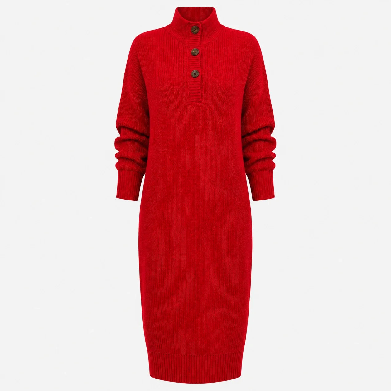 Button Collar Knit Dress WHD0606547