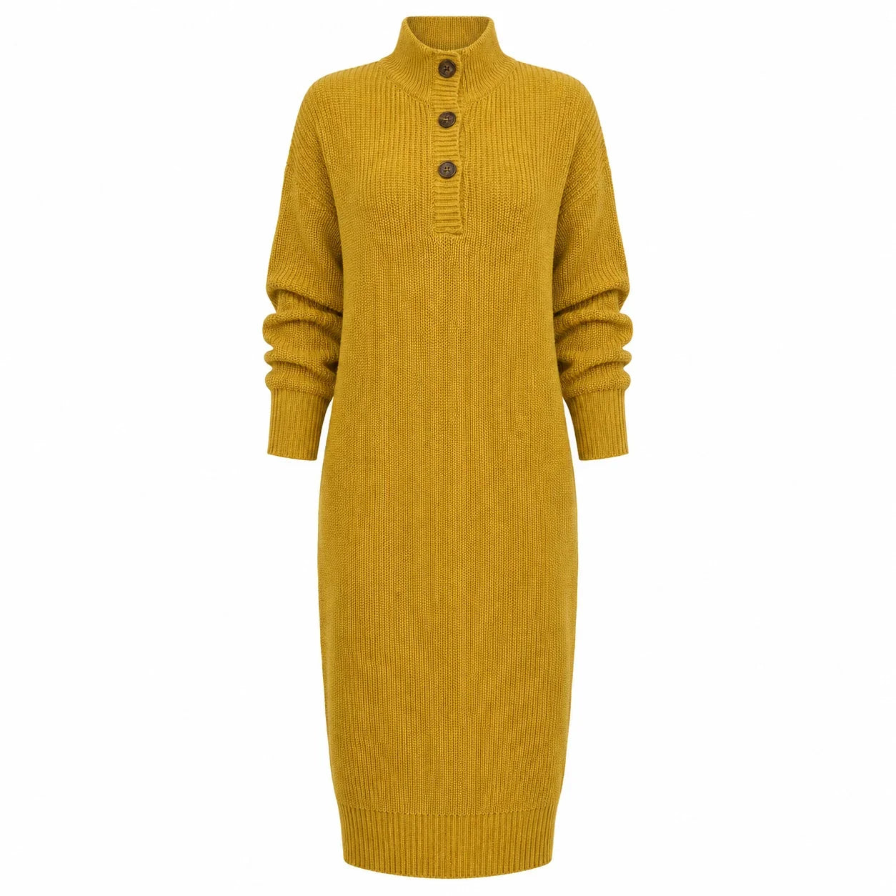 Button Collar Knit Dress WHD0606547