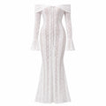 Off-Shoulder Lace Maxi Dress WHD0606550