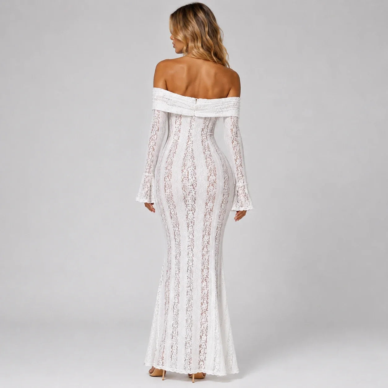 Off-Shoulder Lace Maxi Dress WHD0606550