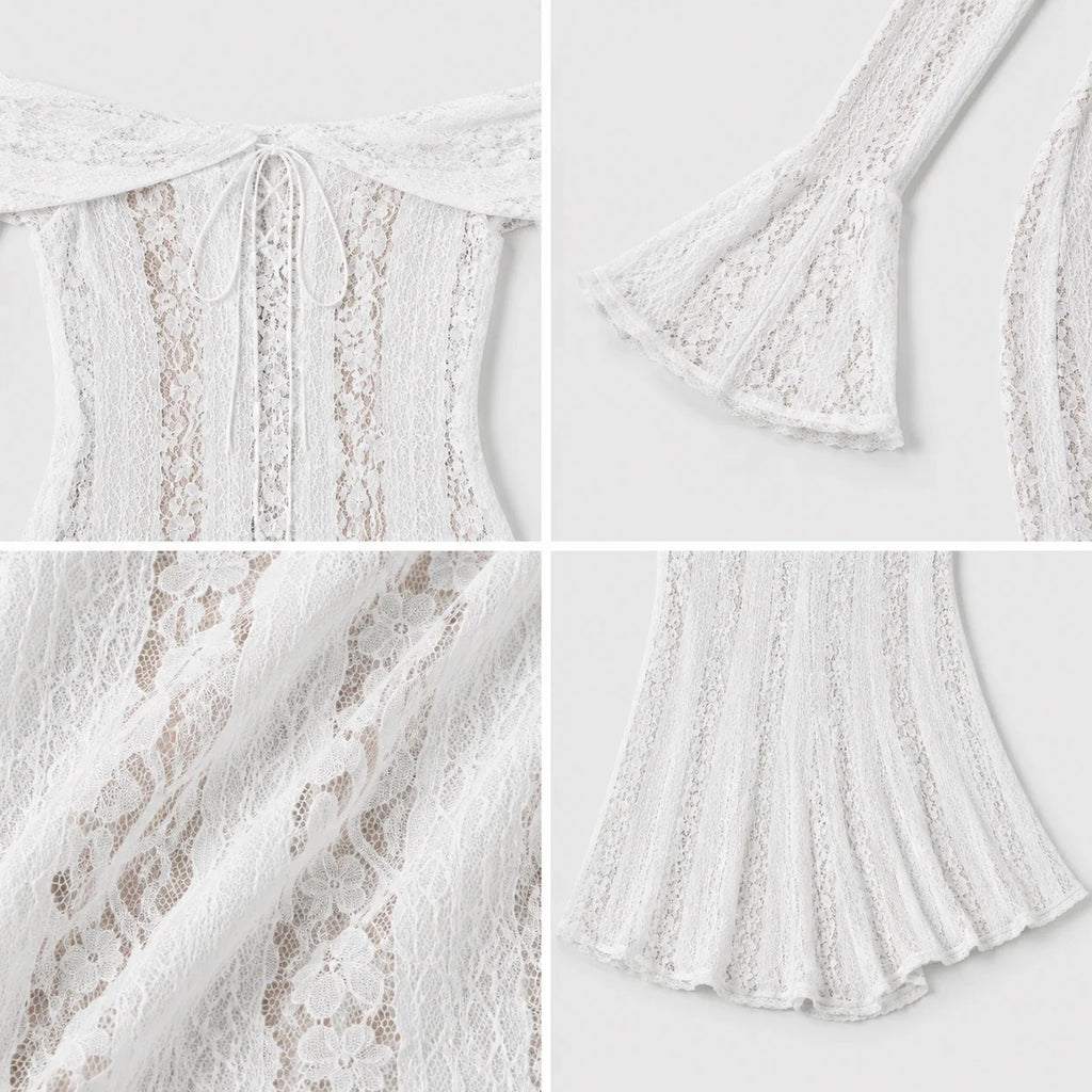 Off-Shoulder Lace Maxi Dress WHD0606550