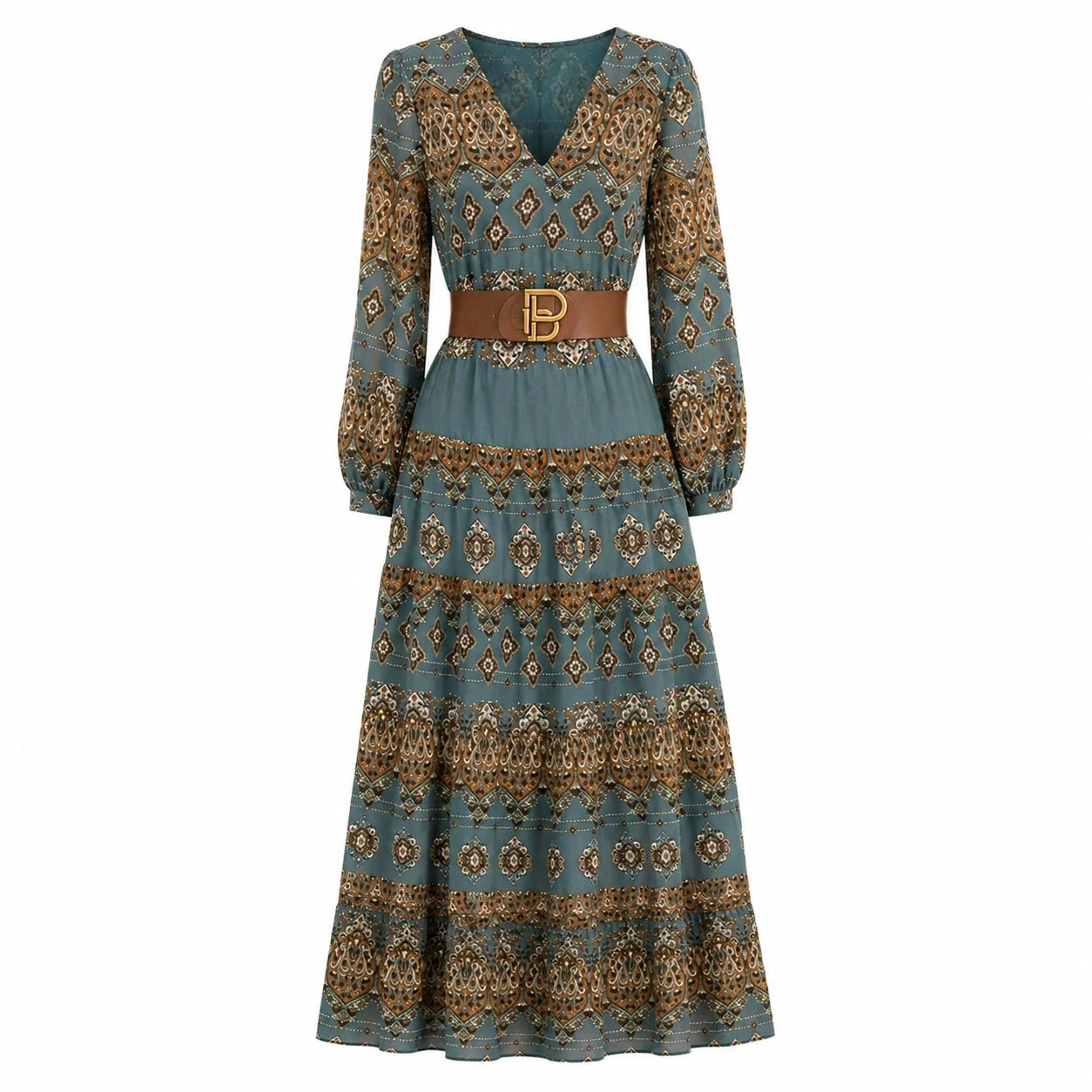 Paisley Belted Maxi Dress WHD0606552
