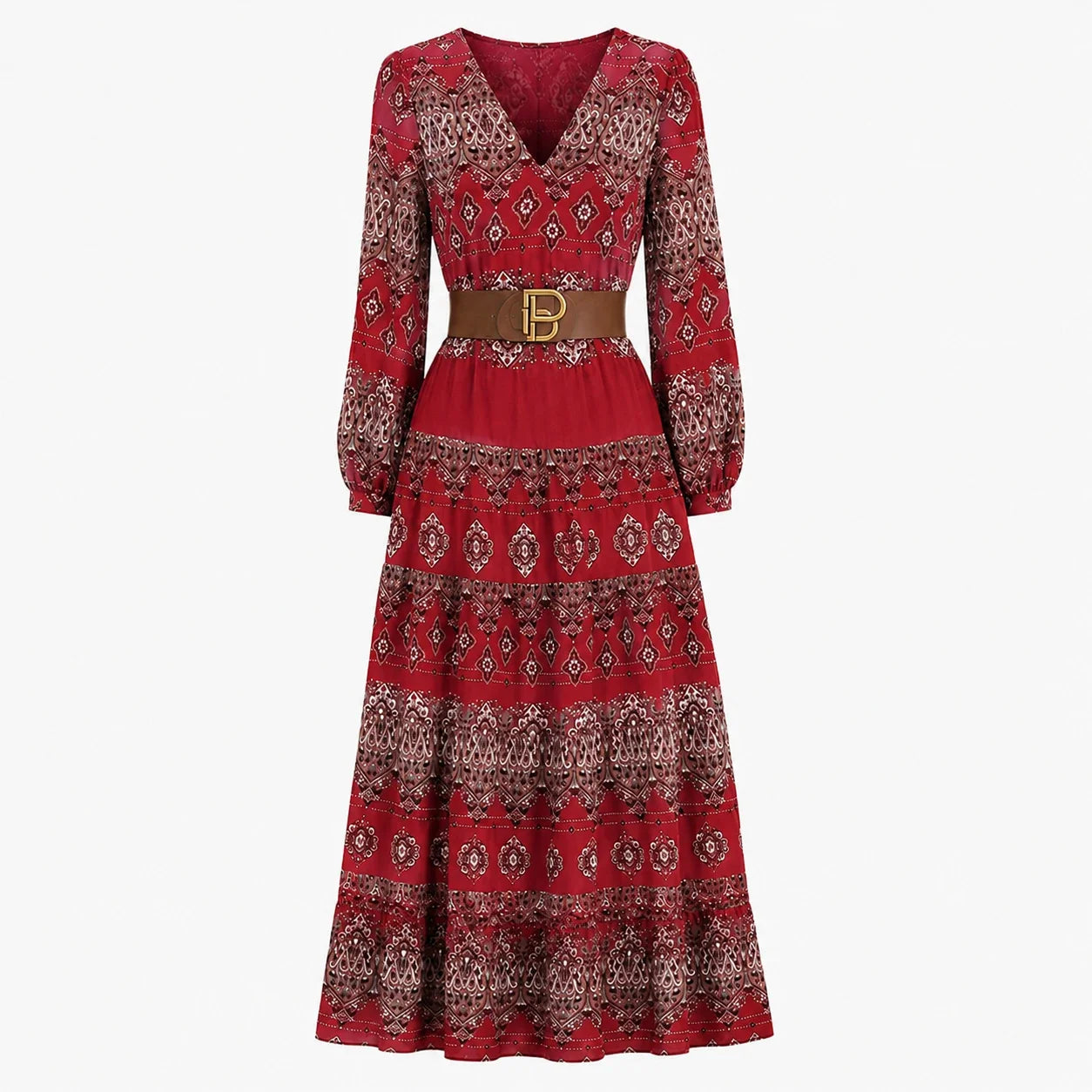 Paisley Belted Maxi Dress WHD0606552