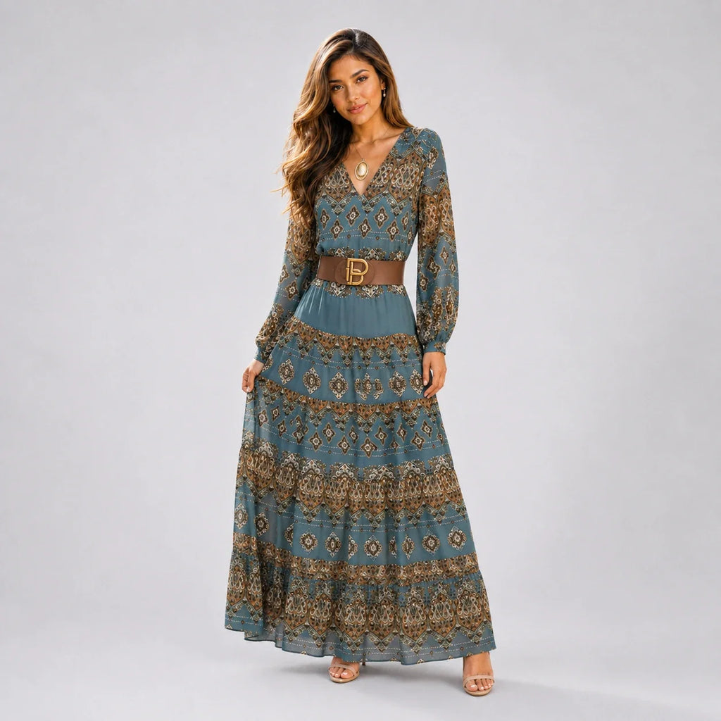 Paisley Belted Maxi Dress WHD0606552