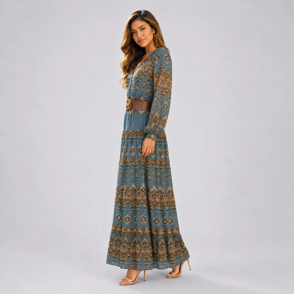 Paisley Belted Maxi Dress WHD0606552