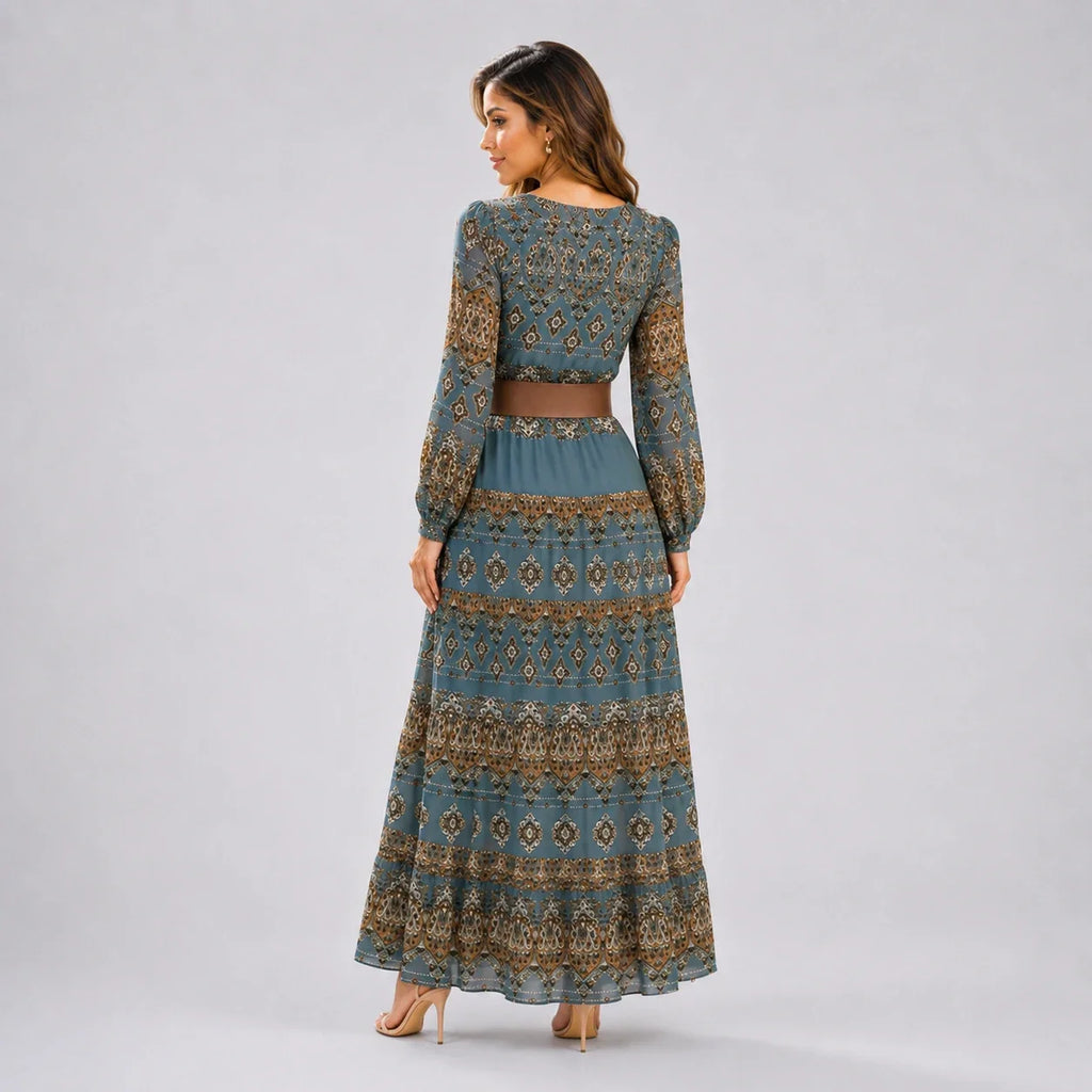 Paisley Belted Maxi Dress WHD0606552