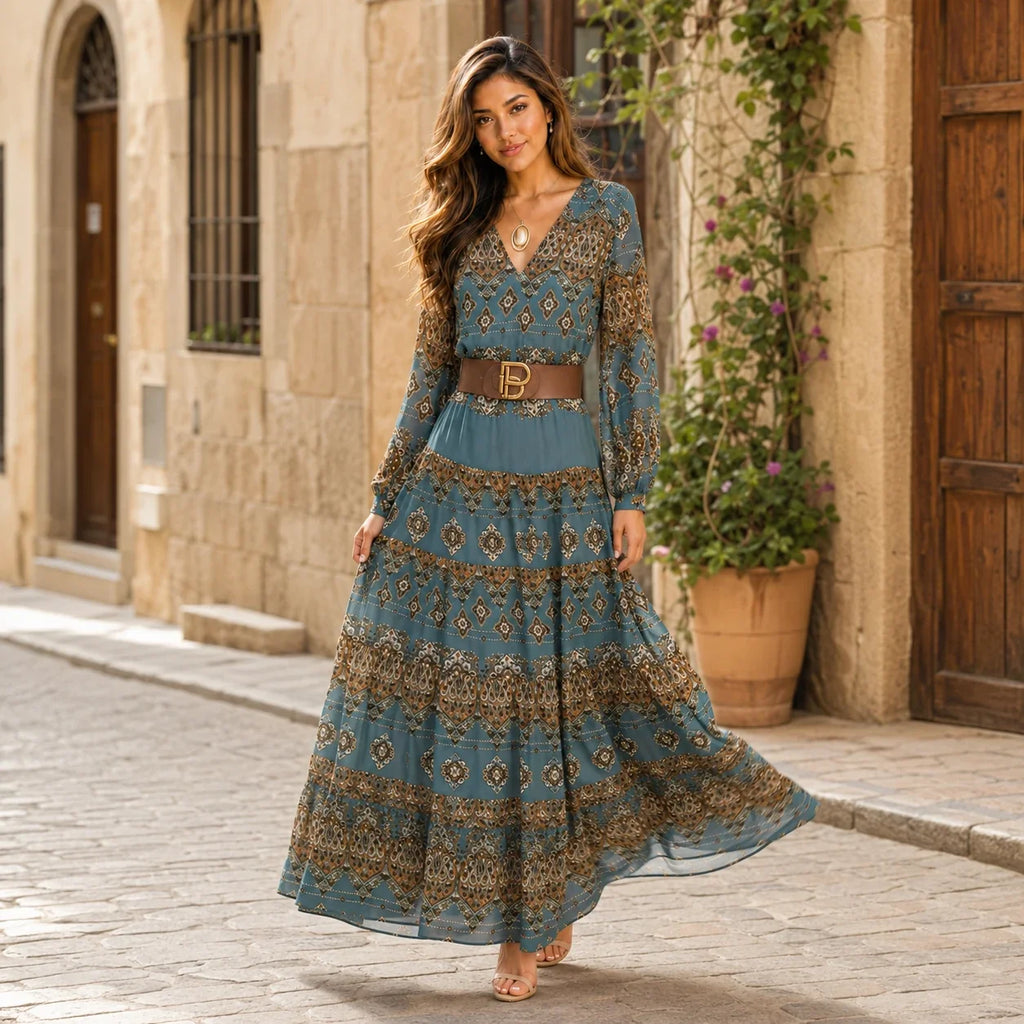Paisley Belted Maxi Dress WHD0606552