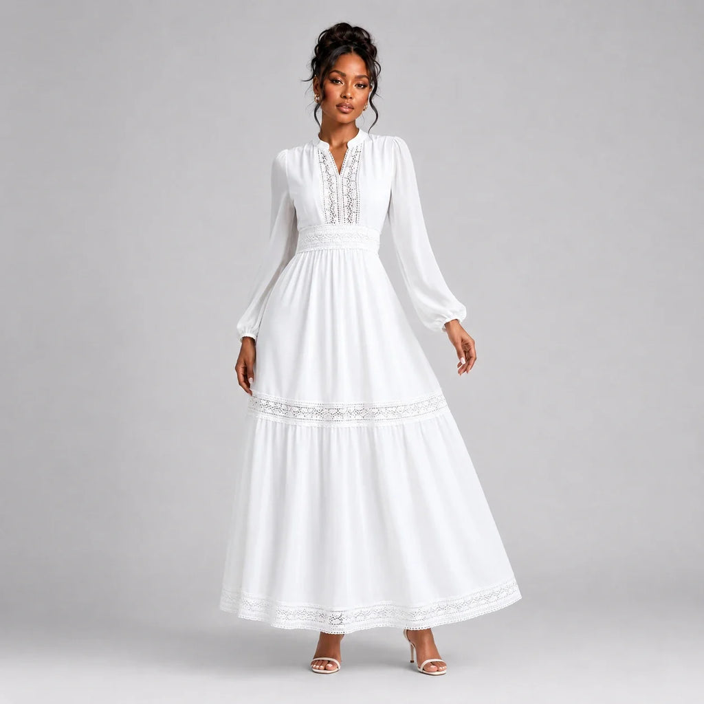 Lace Trim Maxi Dress WHD0606553