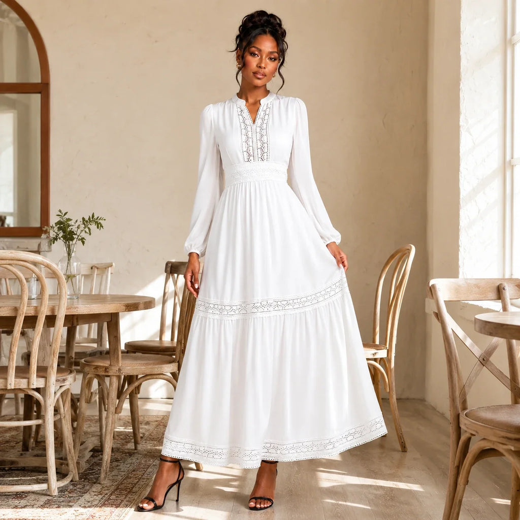 Lace Trim Maxi Dress WHD0606553