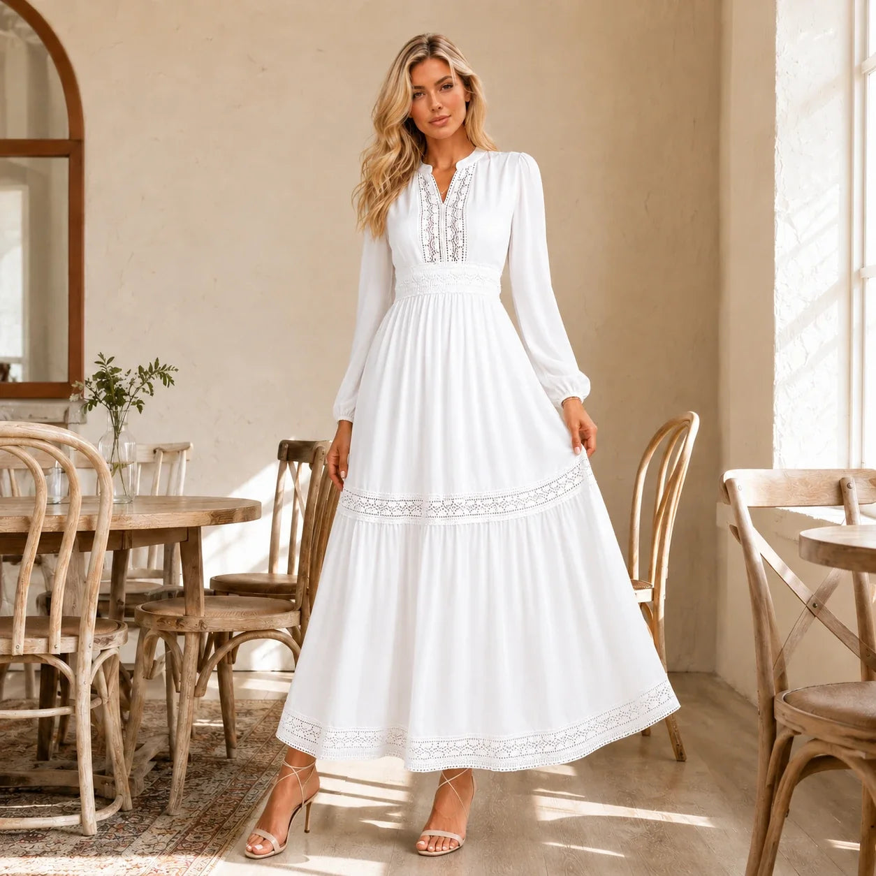 Lace Trim Maxi Dress WHD0606553
