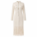 Zip Front Fringe Midi Dress WHD0606556
