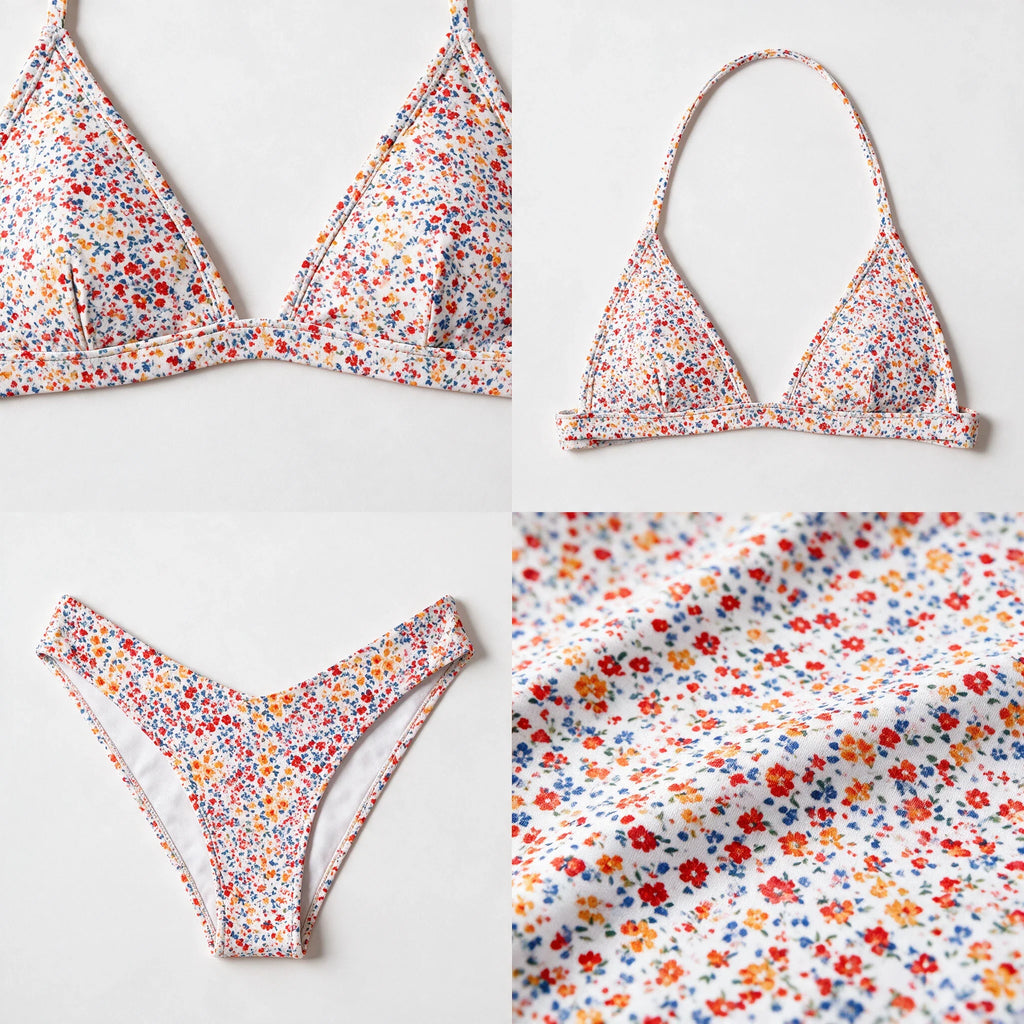 Micro Floral Triangle Bikini Set WHD0606563-KA-P58-09