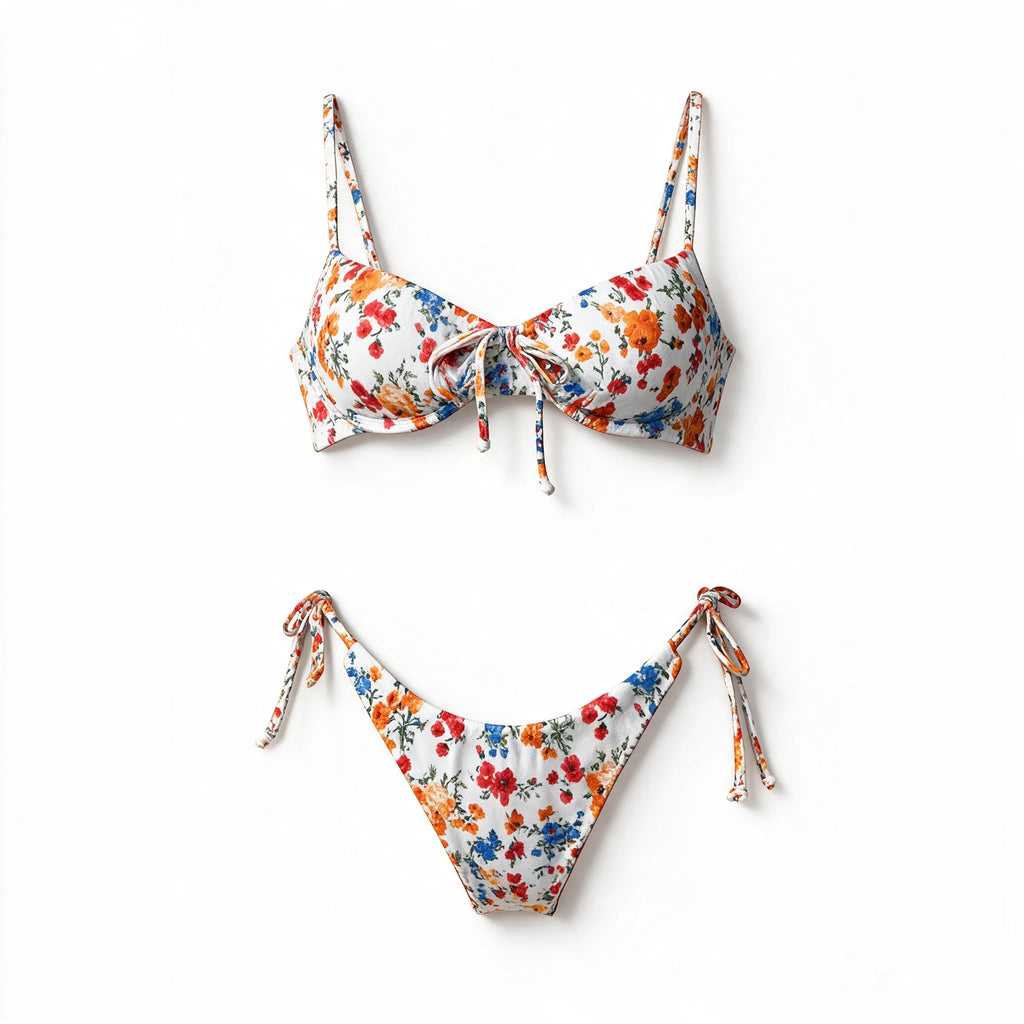 Floral Drawstring Bikini Set WHD0606564-KA-P63-09