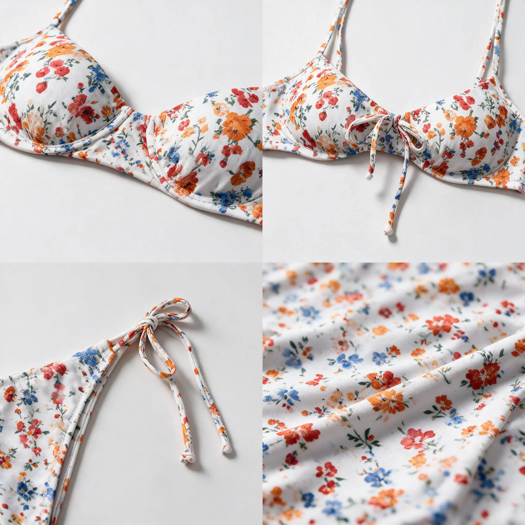 Floral Drawstring Bikini Set WHD0606564-KA-P63-09
