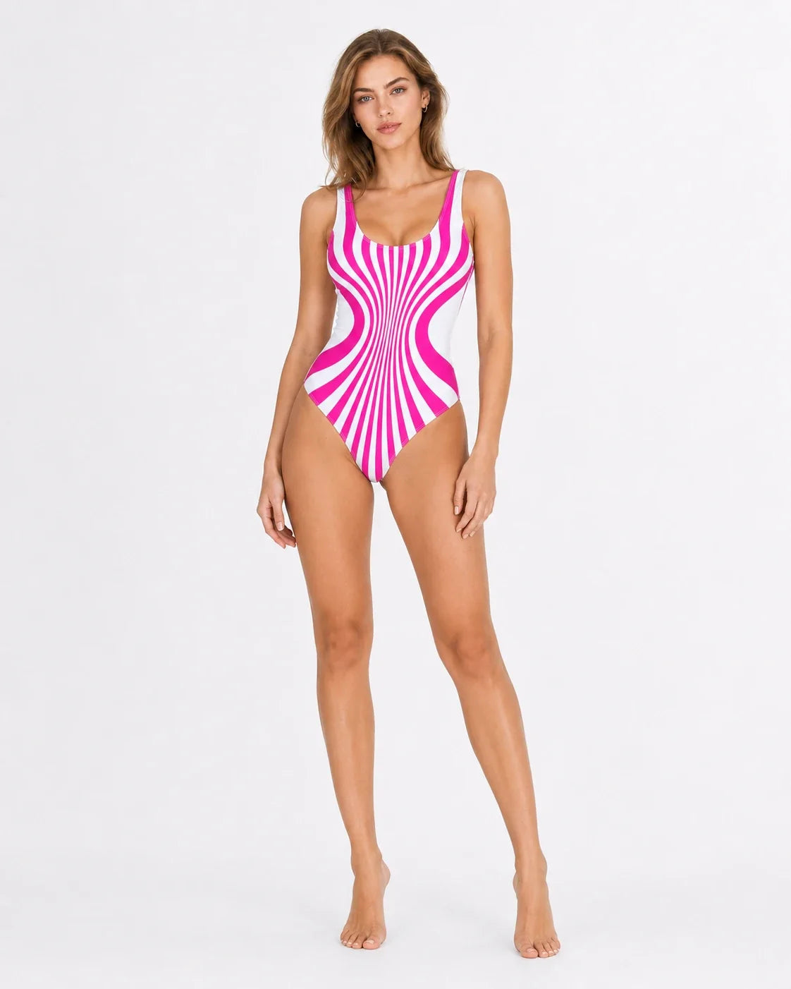 Radiating Stripe One-Piece Swimsuit WHD0606565-KA-P620-14