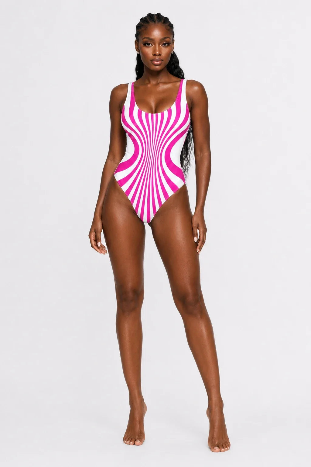 Radiating Stripe One-Piece Swimsuit WHD0606565-KA-P620-14
