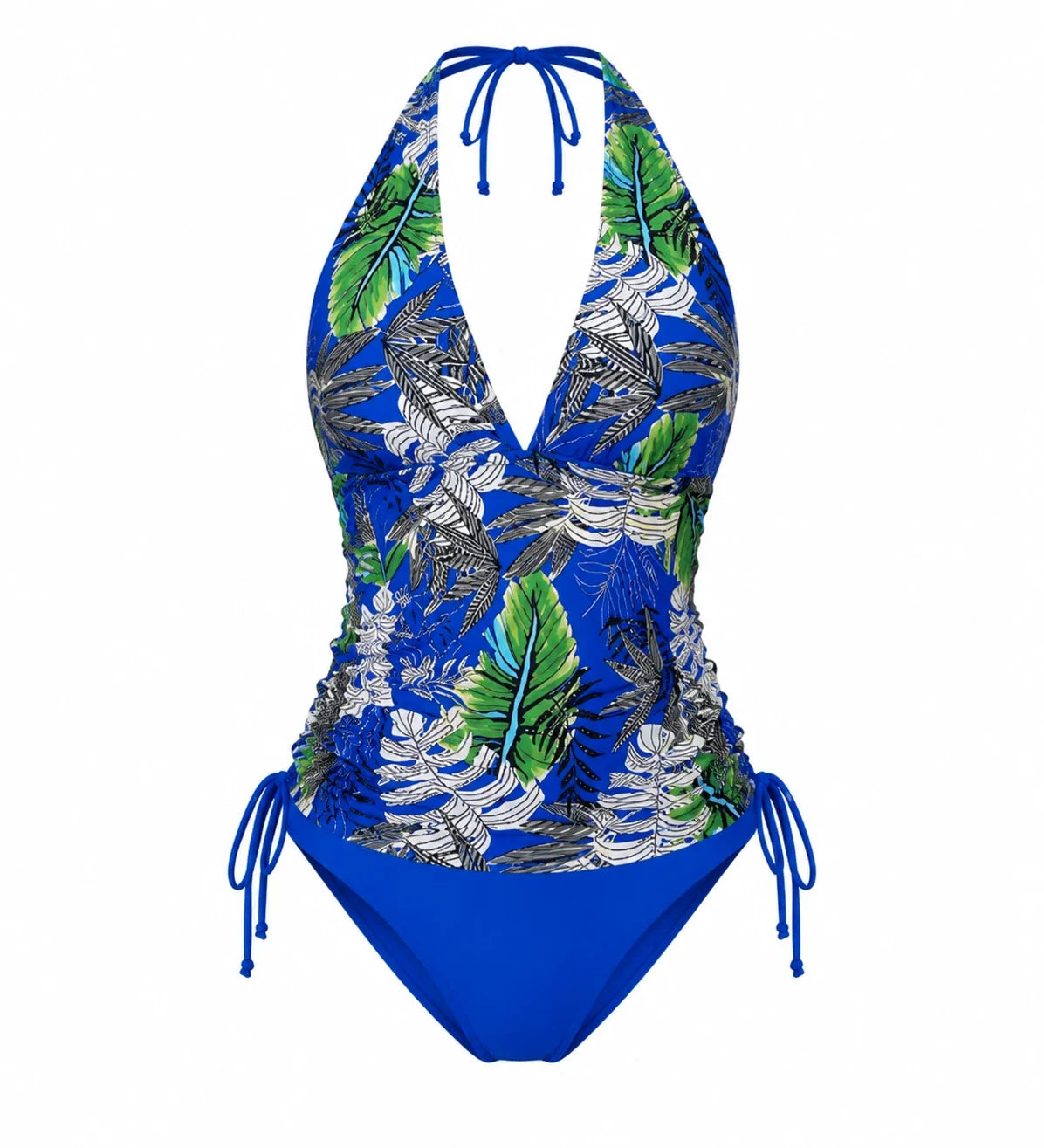 Tropical Print Halter Tankini Set WHD0606566-KA-P615-08