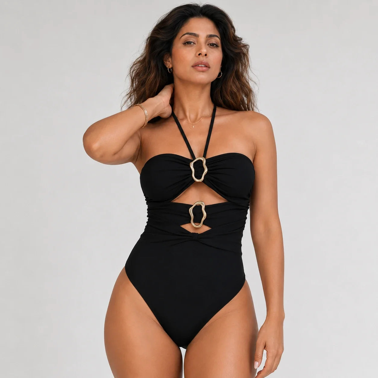 Gold-Ring Cutout Swimsuit WHD0606569-KA-P660-01