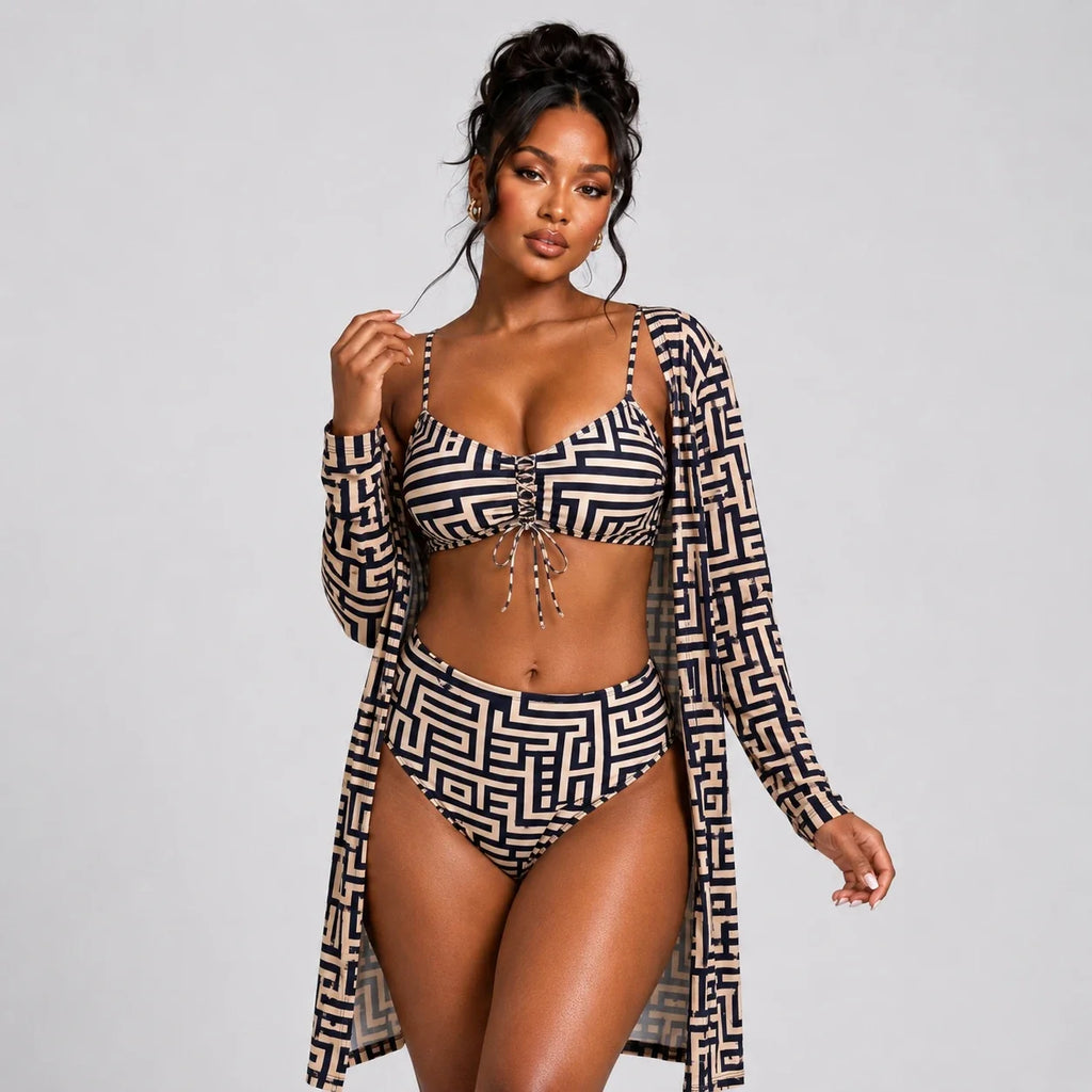 Geometric Print Swim Set WHD0606570-KA-P681-24