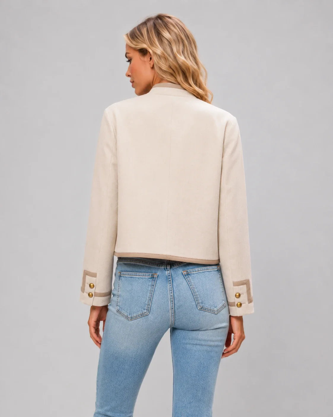 Contrast Trim Cropped Jacket WHD0606577