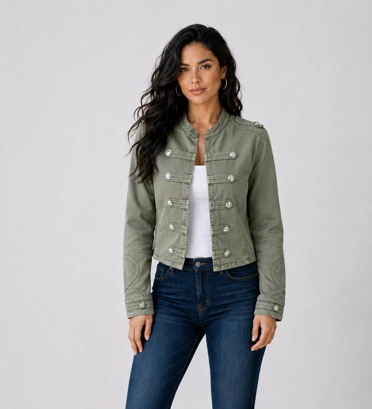 Cropped Military Button Jacket WHD0606578