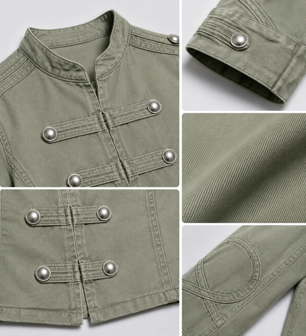 Cropped Military Button Jacket WHD0606578