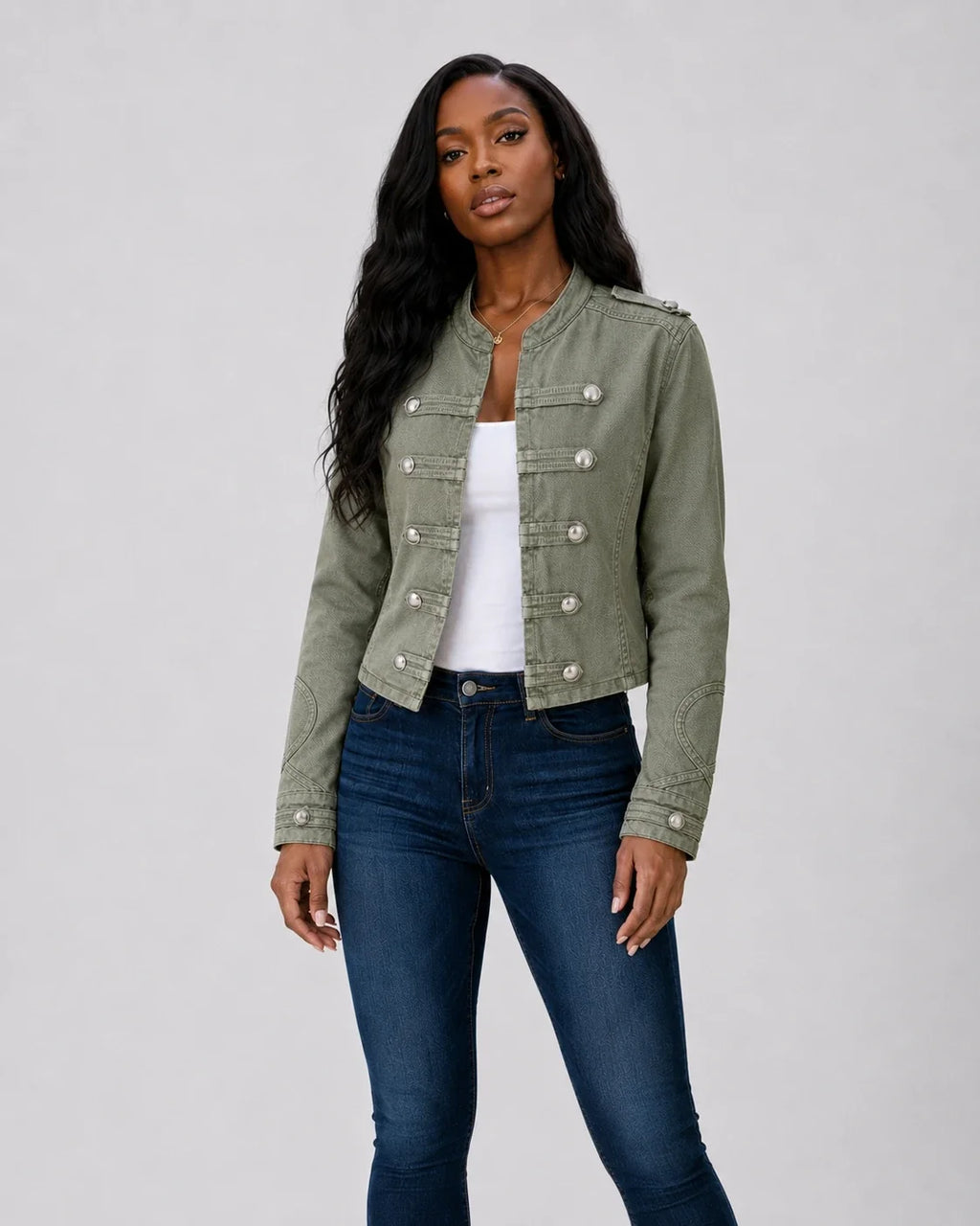 Cropped Military Button Jacket WHD0606578
