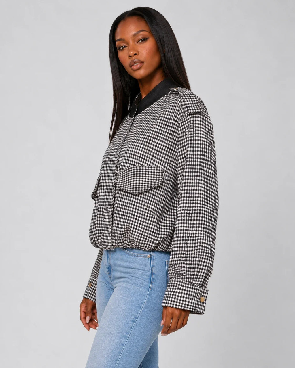 Gingham Cropped Jacket WHD0606579