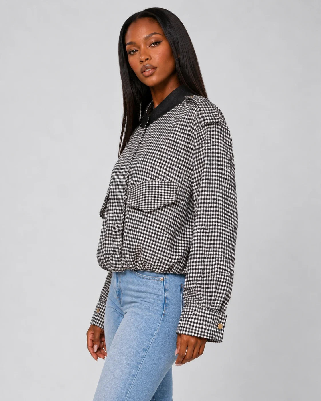 Gingham Cropped Jacket WHD0606579