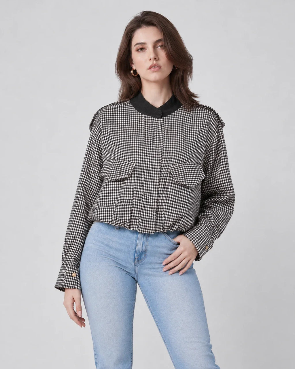 Gingham Cropped Jacket WHD0606579
