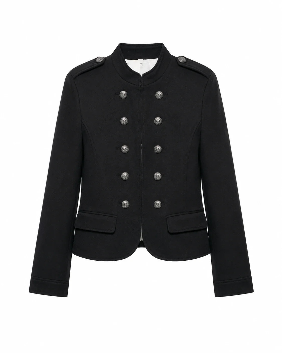 Military Button Cropped Jacket WHD0606580