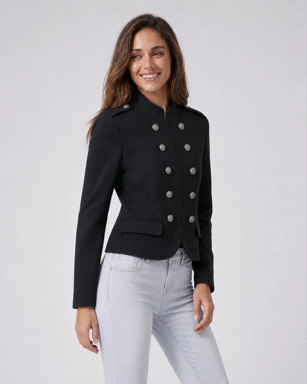 Military Button Cropped Jacket WHD0606580