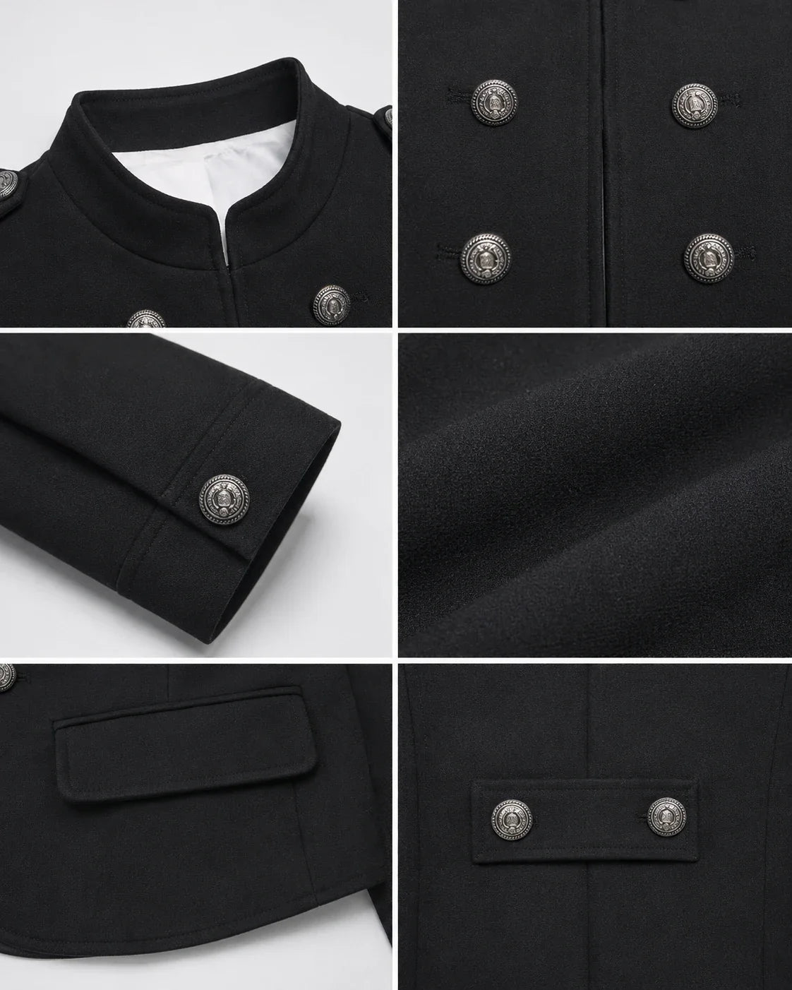 Military Button Cropped Jacket WHD0606580