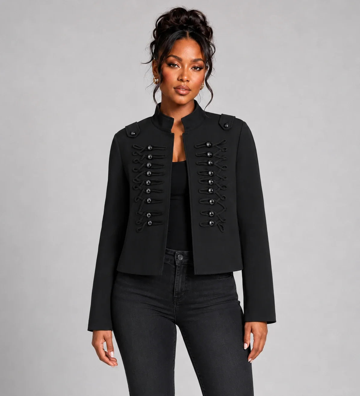 Military Detail Crop Jacket WHD0606581