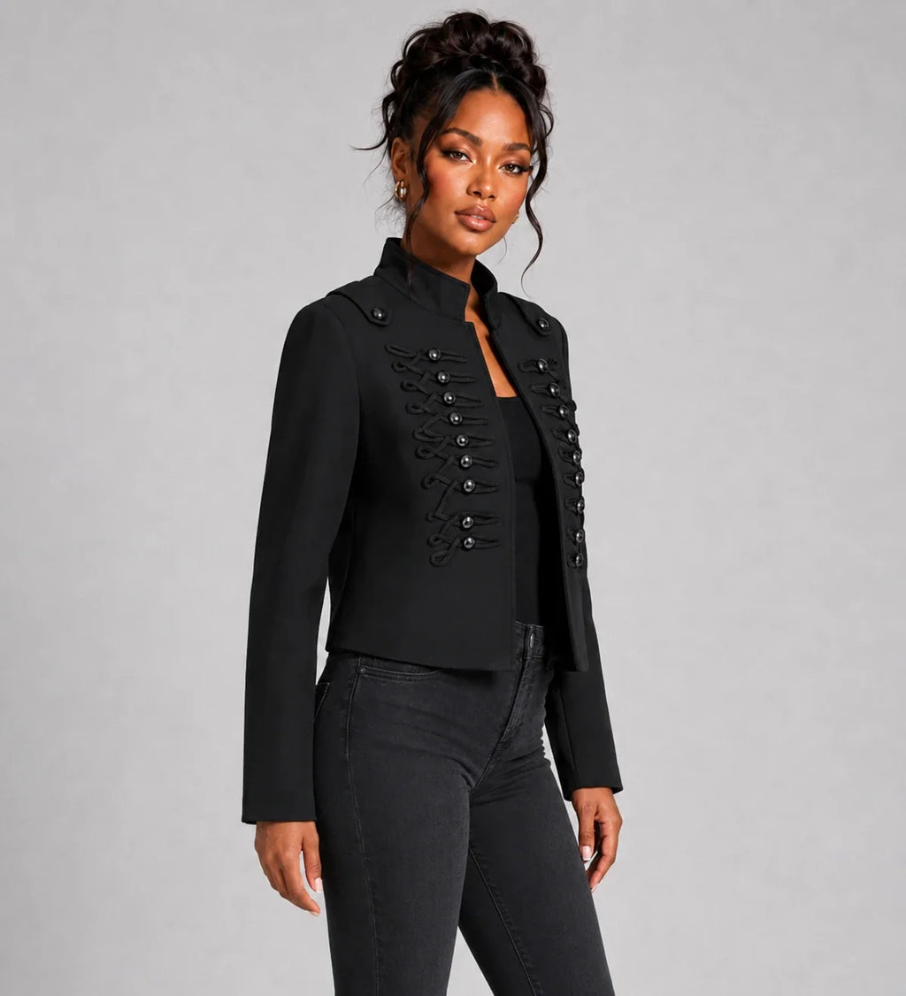 Military Detail Crop Jacket WHD0606581