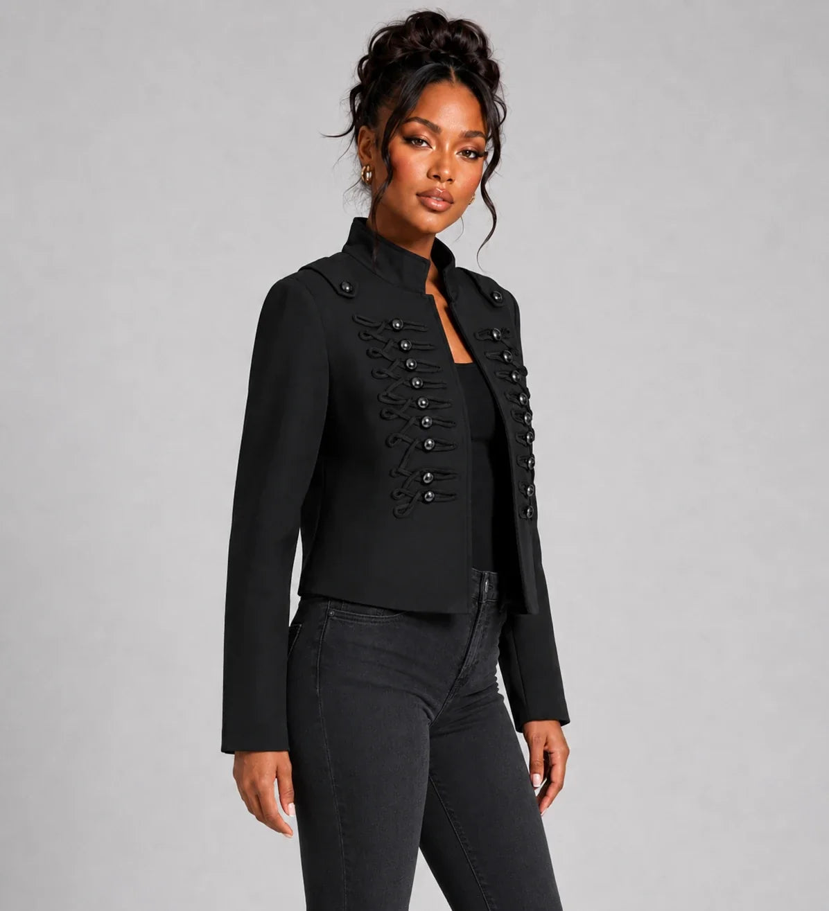 Military Detail Crop Jacket WHD0606581