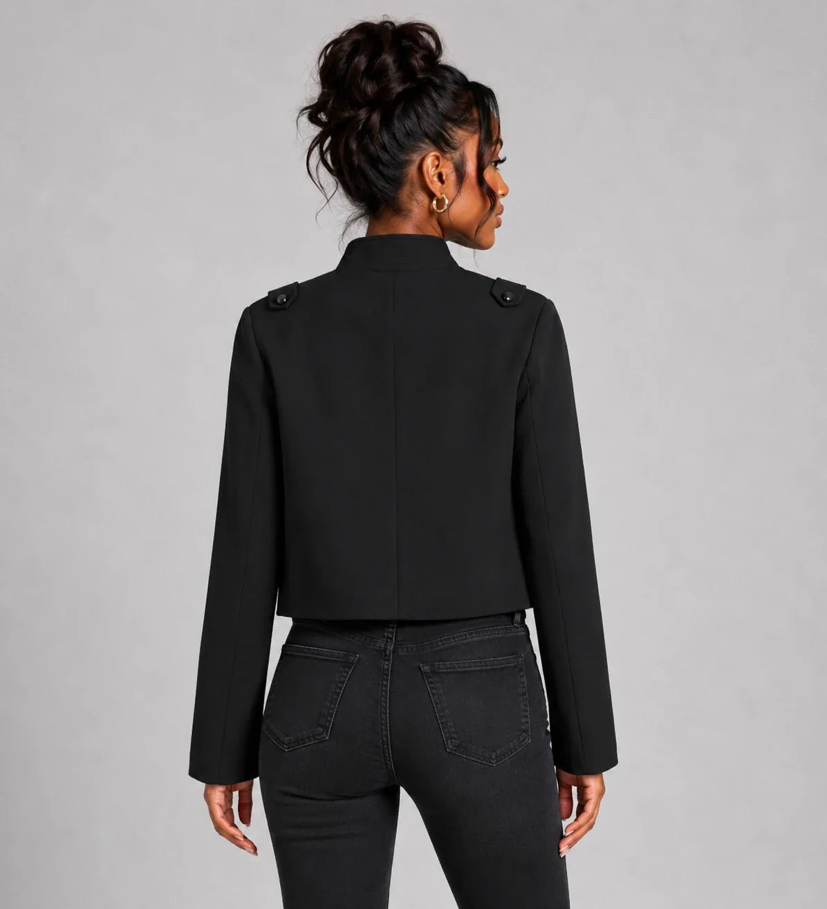 Military Detail Crop Jacket WHD0606581