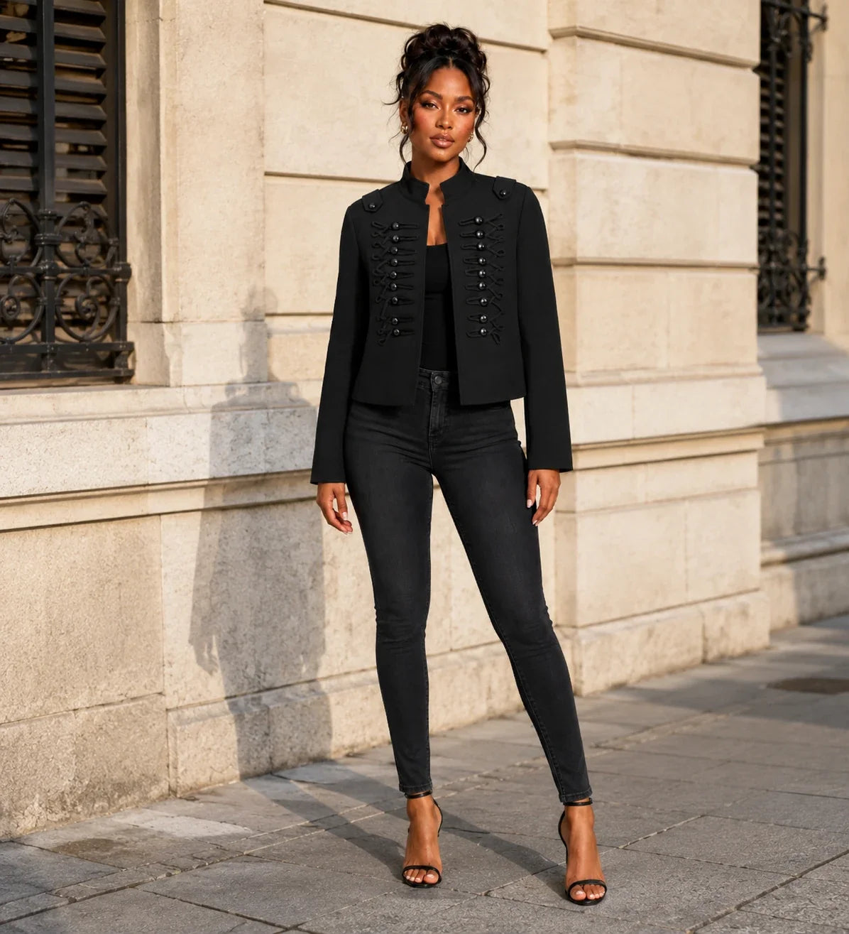 Military Detail Crop Jacket WHD0606581