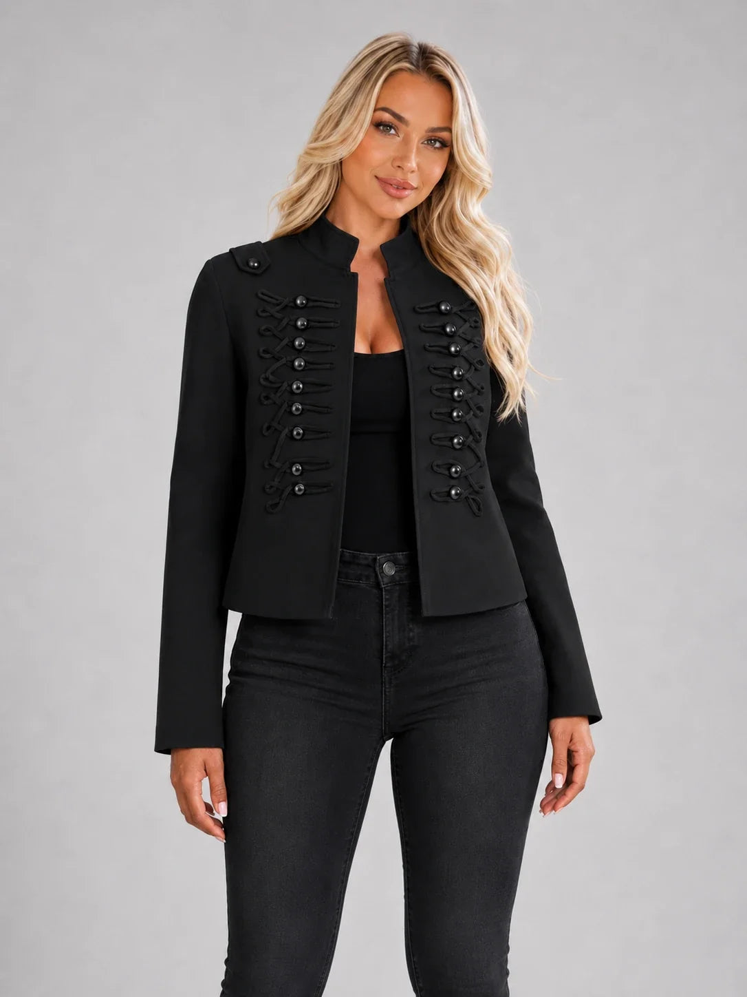 Military Detail Crop Jacket WHD0606581