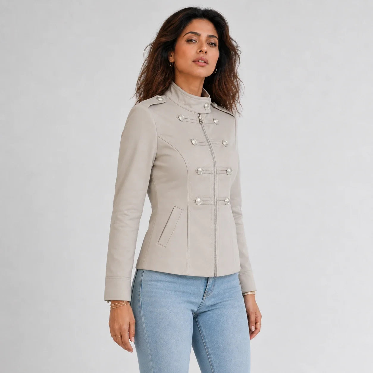 Zip Front Military Jacket WHD0606582