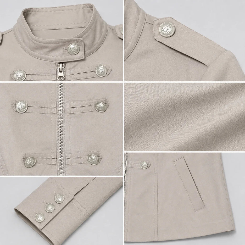 Zip Front Military Jacket WHD0606582