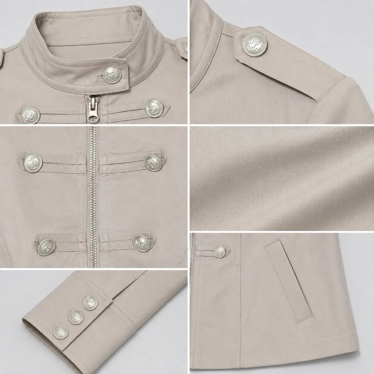 Zip Front Military Jacket WHD0606582