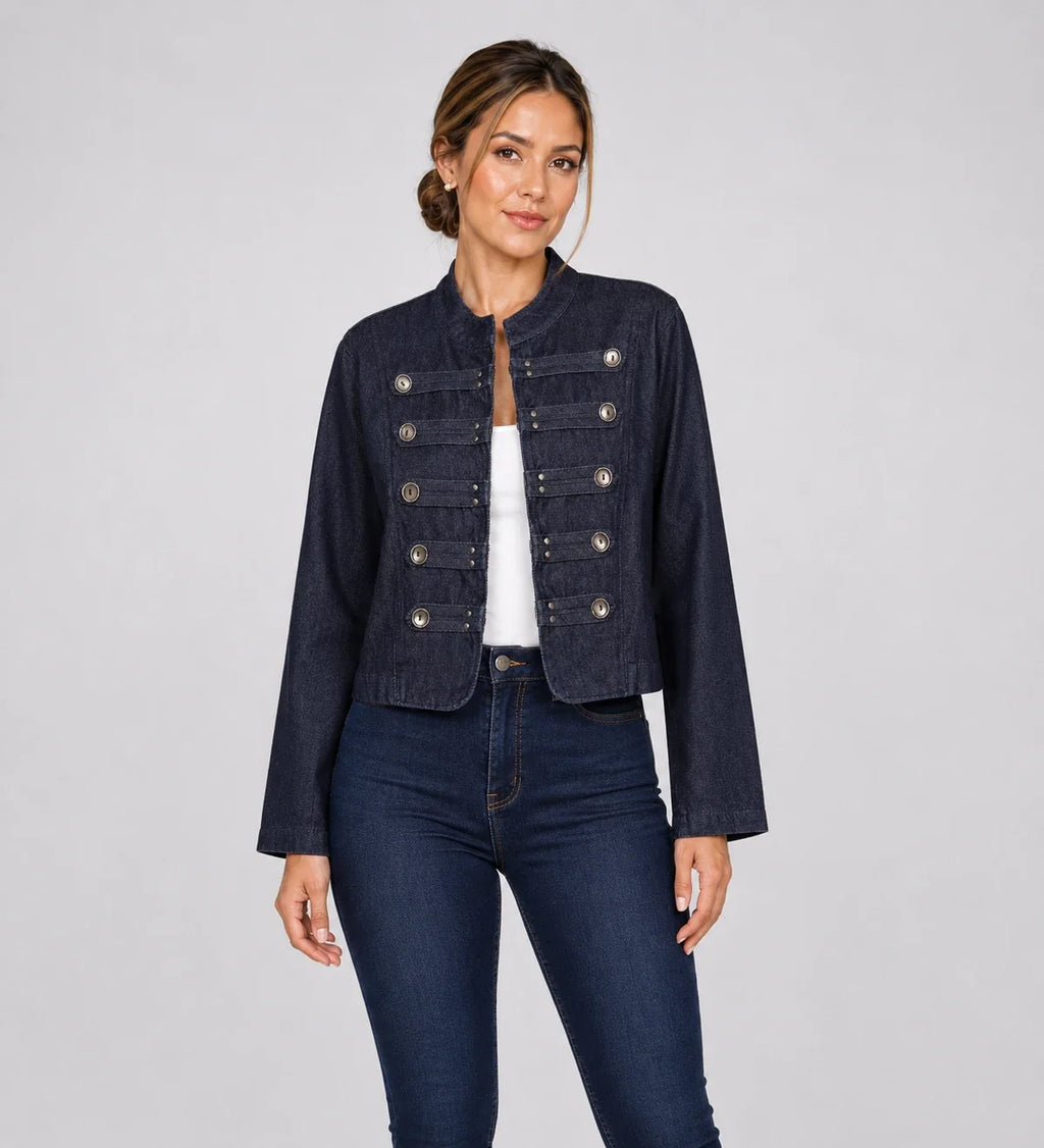 Denim Military Crop Jacket WHD0606583