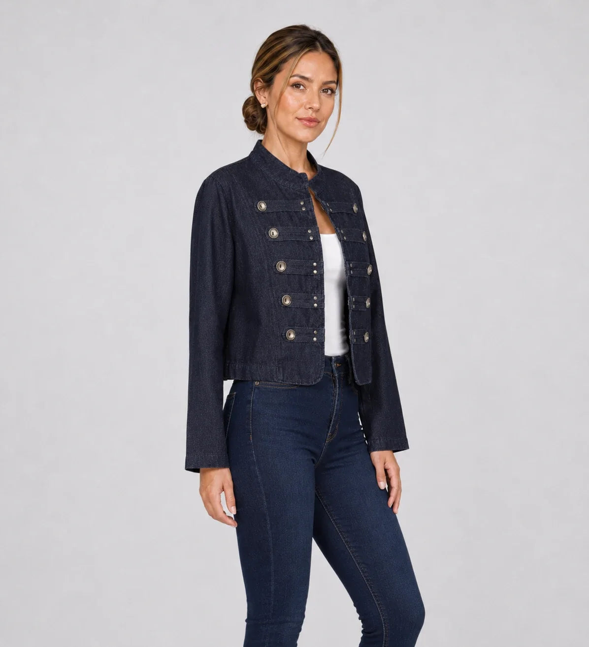 Denim Military Crop Jacket WHD0606583