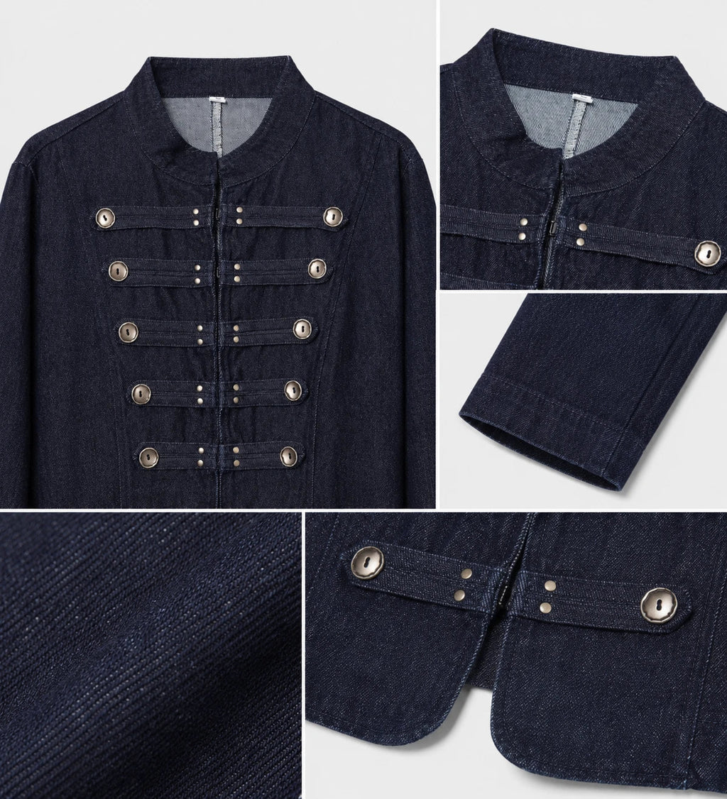 Denim Military Crop Jacket WHD0606583