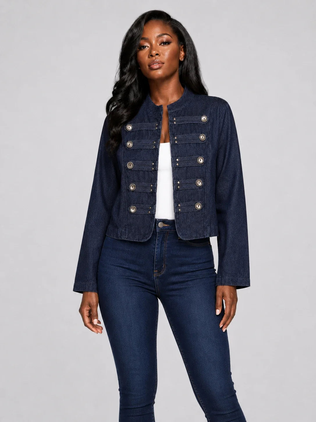 Denim Military Crop Jacket WHD0606583
