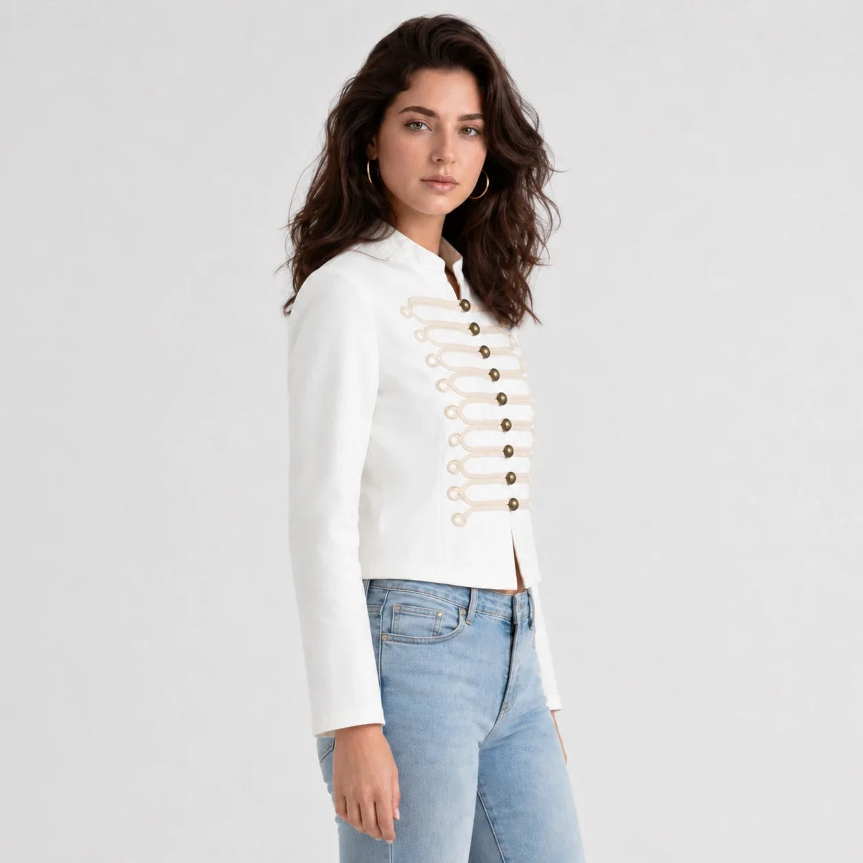 Frog Trim Cropped Jacket WHD0606584